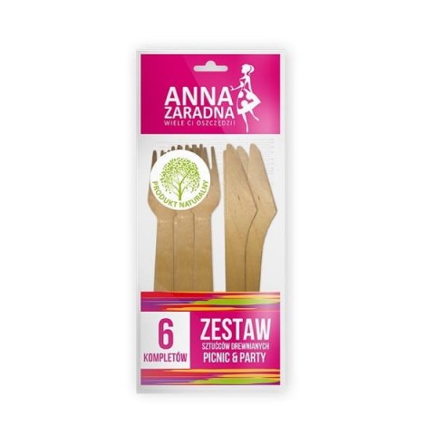 Zestaw sztućców drewnianych 6 komplów Anna Zaradna Zestaw sztućców drewnianych 6 komplów Anna Zaradna