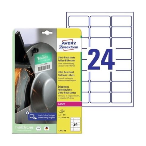 Etykiety Avery Zweckform Ultra Resistant 63,5x33,9 Etykiety Avery Zweckform Ultra Resistant 63,5x33,9