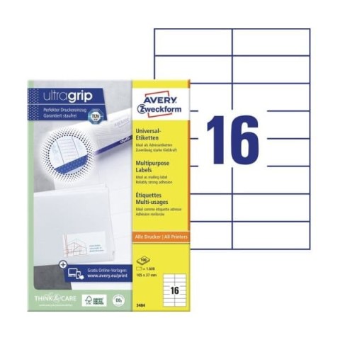 Etykiety Avery Zweckform uniwersalne 105x37mm Etykiety Avery Zweckform uniwersalne 105x37mm