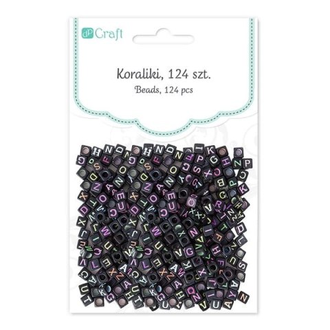 Koraliki neon literki na czarnej bazie (124szt.) Koraliki neon literki na czarnej bazie (124szt.)