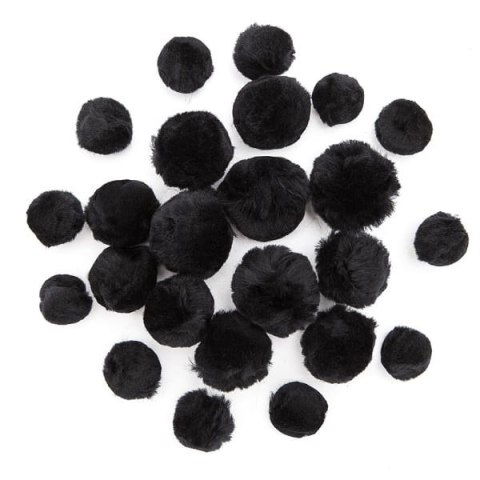 Pompony akrylowe mix czarne (24szt.) Pompony akrylowe mix czarne (24szt.)