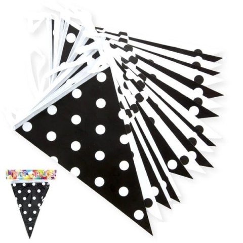 Girlanda flagi GK9 w kropki biało-czarna27,5cm/6mb Girlanda flagi GK9 w kropki biało-czarna27,5cm/6mb