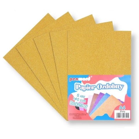 Papier brokatowy 140gsm złoty 5szt. Papier brokatowy 140gsm złoty 5szt.