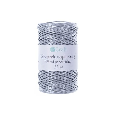 Sznurek papierowy z drucikiem srebrny 25mb. Sznurek papierowy z drucikiem srebrny 25mb.