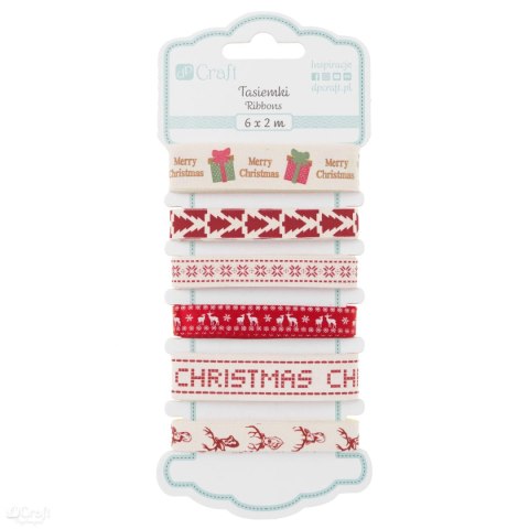 Tasiemki bawełniane SCANDI CHRISTMAS 6mmx2mb. Tasiemki bawełniane SCANDI CHRISTMAS 6mmx2mb.