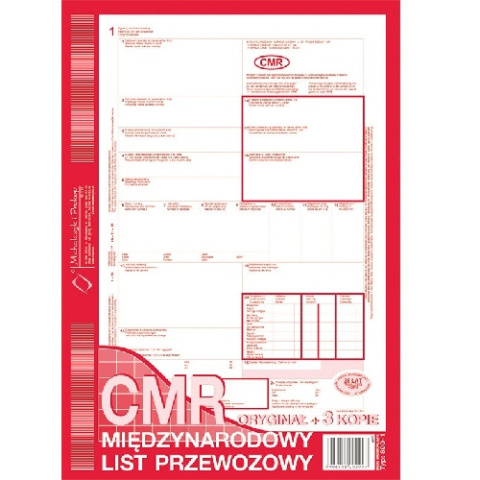 CMR Międzynarodowy list przewozowy 1+3 CMR Międzynarodowy list przewozowy 1+3