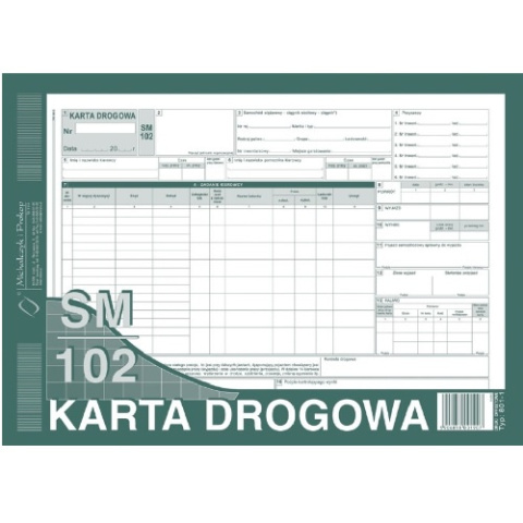 Karta drogowa sam.ciężarowego A4 numerowana Karta drogowa sam.ciężarowego A4 numerowana